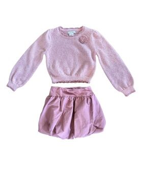 🎀 Cupcakes & Cashmere Girls 2PC Set Mauve Pink Sweater & Bubble Skirt 5/6 ✨
